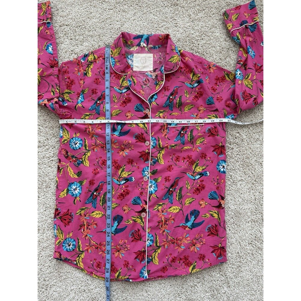 Printfresh Women’s XS Tall Pink Hummingbird Floral‎ Pajama Set Artsy Colorful - Picture 7 of 13